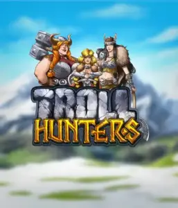 Immerse yourself in "Troll Hunters," where fierce Viking warriors stand ready to battle their foes. The logo displays a male and female Viking, equipped with weapons, set against a chilly landscape. They emanate power and determination, symbolizing the core of the game's adventurous theme.