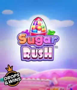 Enjoy the sweet world of the Sugar Rush slot game by Pragmatic Play, showcasing a colorful candy dispenser on a dreamy candy landscape. This graphic evokes the joy and thrill of the slot, highlighted with bright candies and charming typography. Ideal for candy lovers, delivering a delightful gaming experience. 