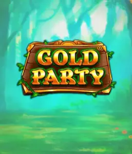 Discover the enchanted forest of Gold Party slot by Pragmatic Play, showcasing a charming wooden sign engraved with golden letters. The setting is a green forest that adds a touch of enchantment to the slot's theme. Perfect for fans of enchanted forest settings, promising a captivating escape. 